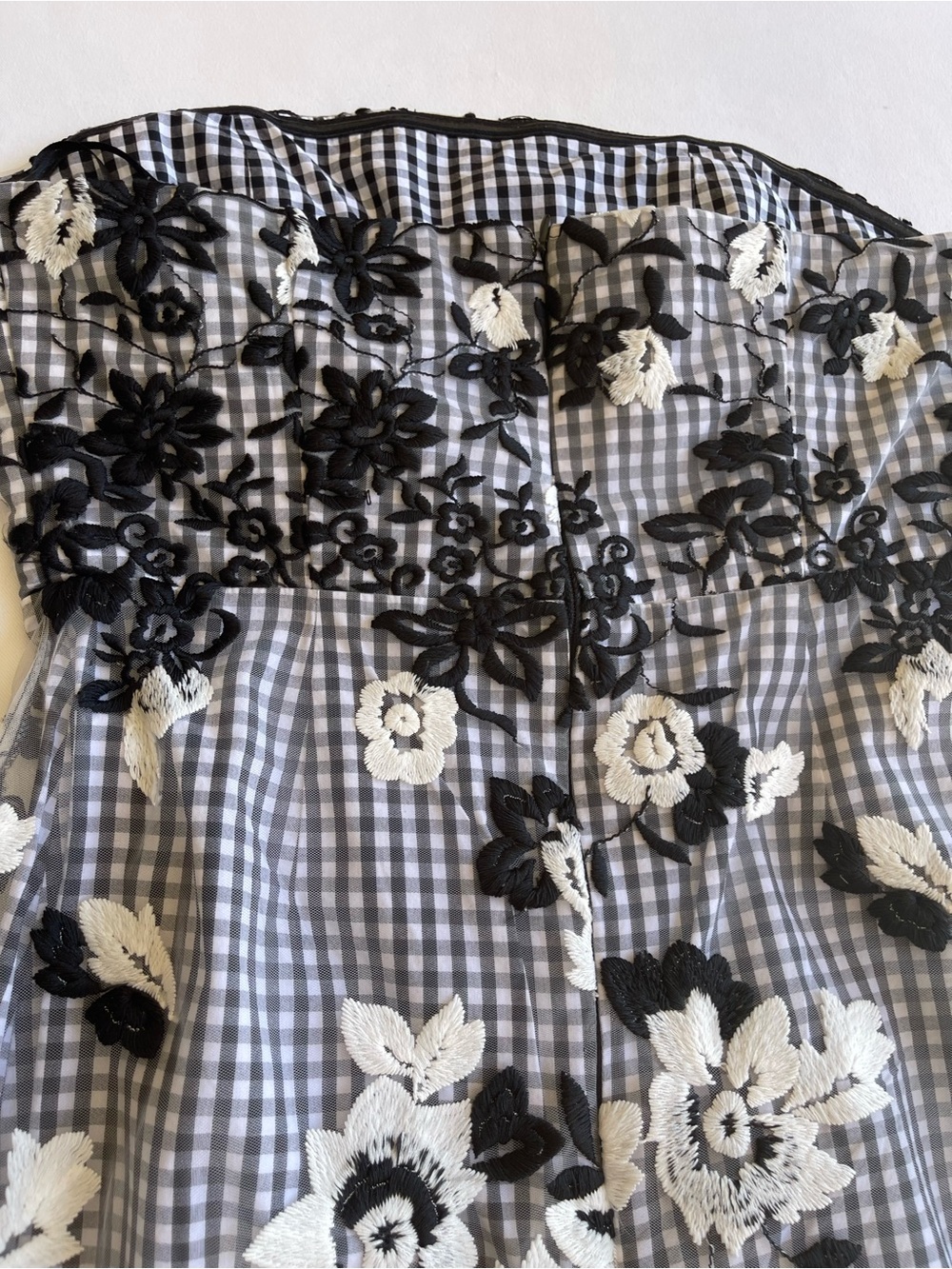 Sam Edelman Black and White Strapless Floral Lace Dress - Picture 9 of 13